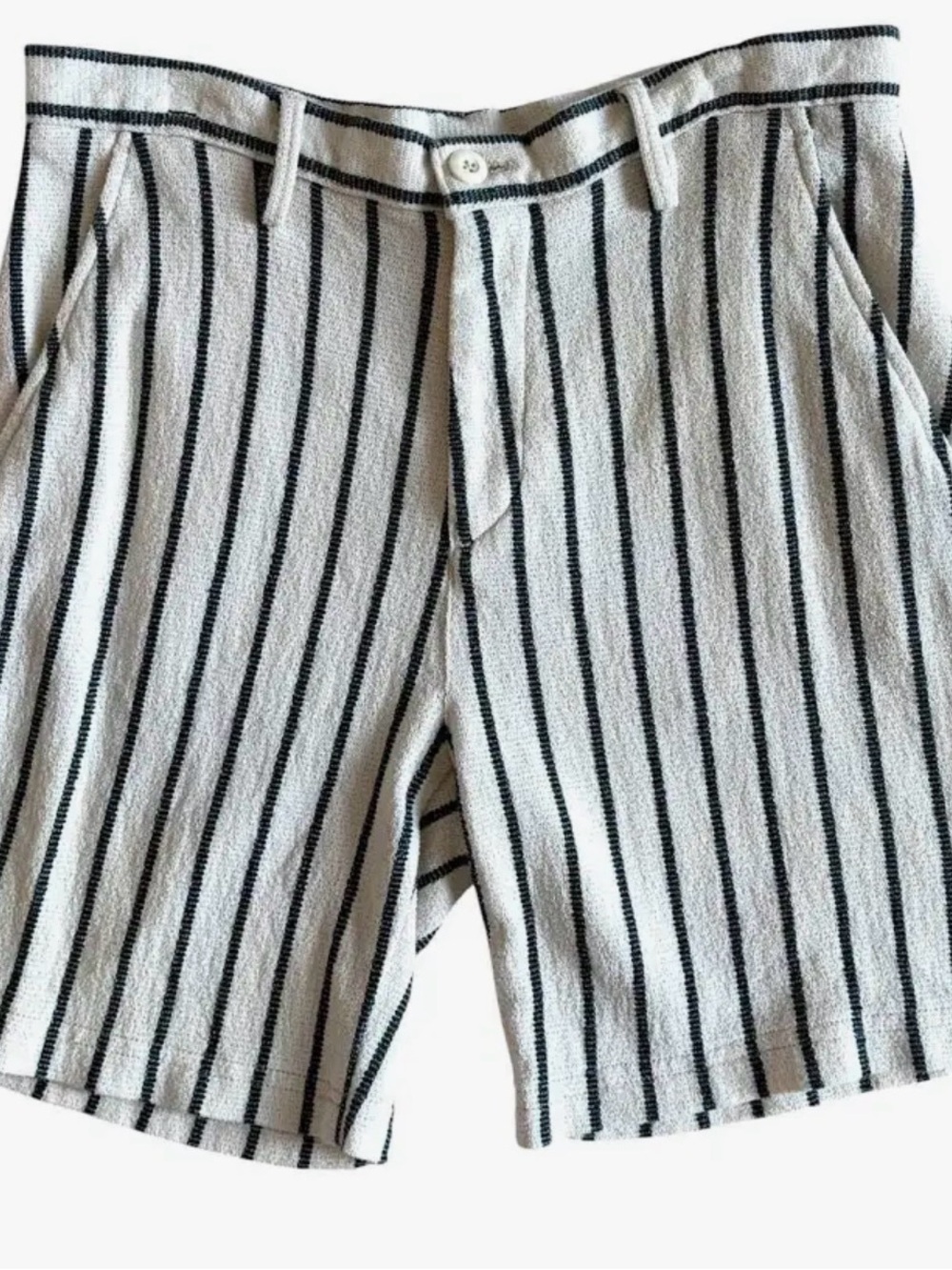 Zara White Shorts with Green Vertical Stripes